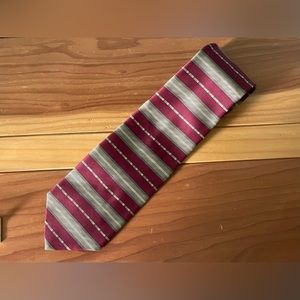 TODAY'S MAN Men's 100% Silk Necktie ITALY Designer Purple Beige 58”